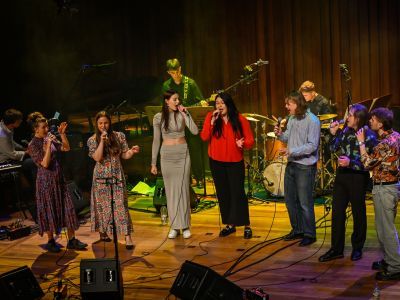 Guildhall jazz students on stage performing